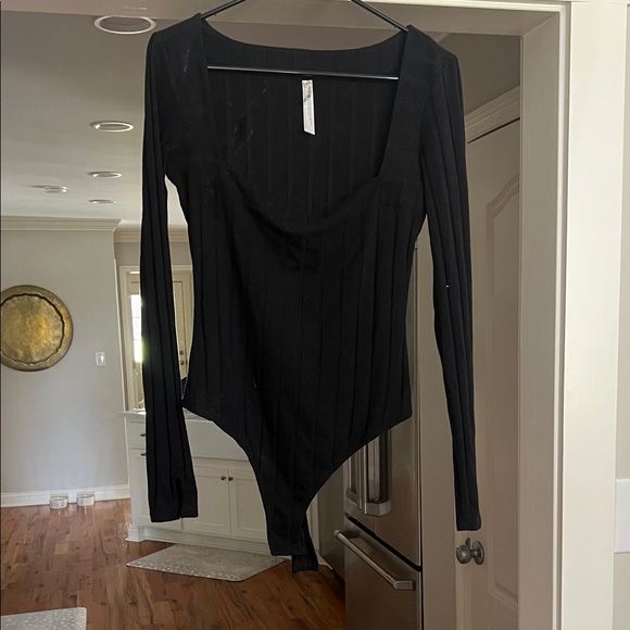 Free People Black Long Sleeve Bodysuit - Picture 1 of 3